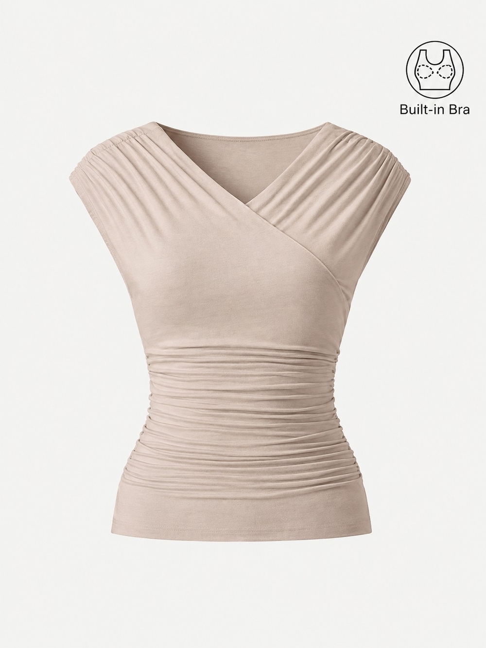 OGL SkinKiss Surplice V-Neck Ruching Built-In Bra Top